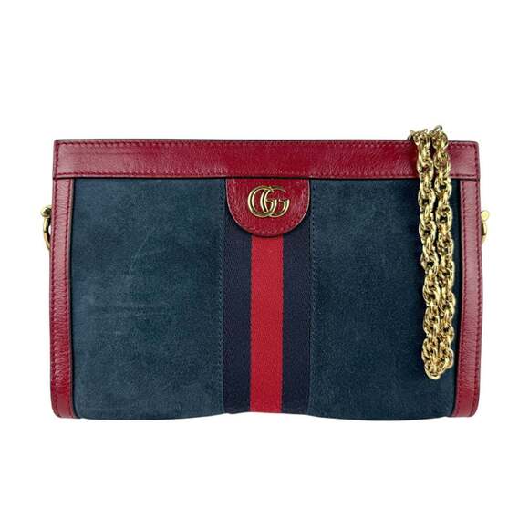 GUCCI Authentic Blue Leather Shoulder Bag
